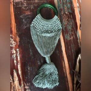 cult gaia Emerald “Angelou” Tassel Clutch